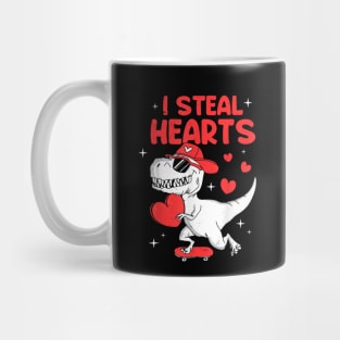 I Steal Hearts Trex Dino Valentine's Day Mug